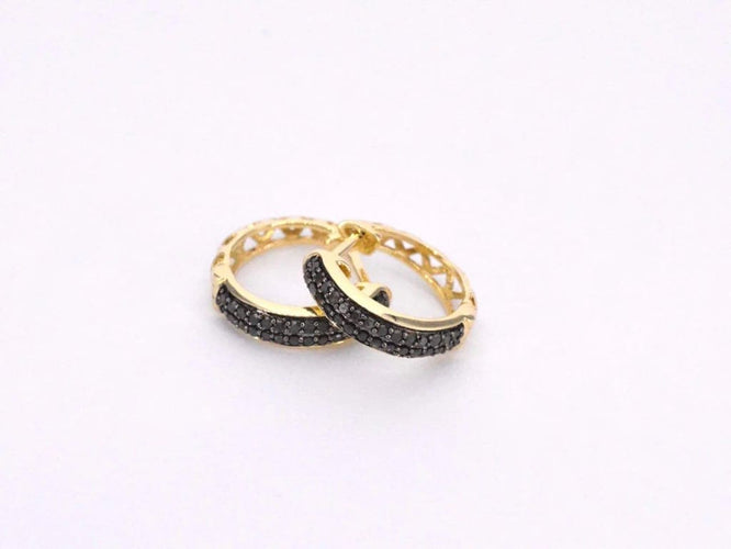 Boucles d'oreilles Boucles d'oreilles en or 14 carats avec diamant noir 58 Facettes 2228