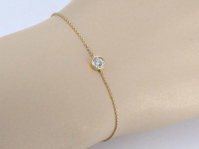 Bracelet Bracelet en or rose 14 carats avec diamant 0,10 ct 58 Facettes 2236