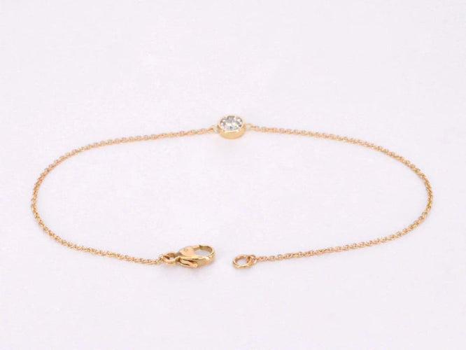 Bracelet Bracelet en or rose 14 carats avec diamant 0,10 ct 58 Facettes 2236