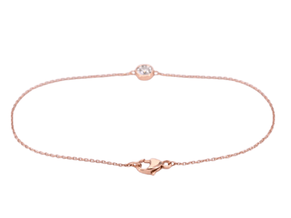 Bracelet Bracelet en or rose 14 carats avec diamant 0,10 ct 58 Facettes 2237