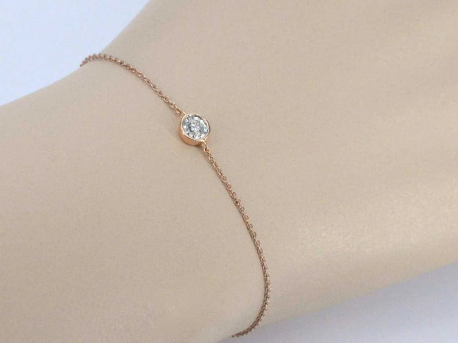 Bracelet Bracelet en or rose 14 carats avec diamant 0,10 ct 58 Facettes 2237