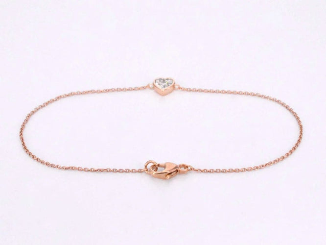 Bracelet Bracelet cœur en or rose 14 carats avec diamant 0,10 ct 58 Facettes 2234