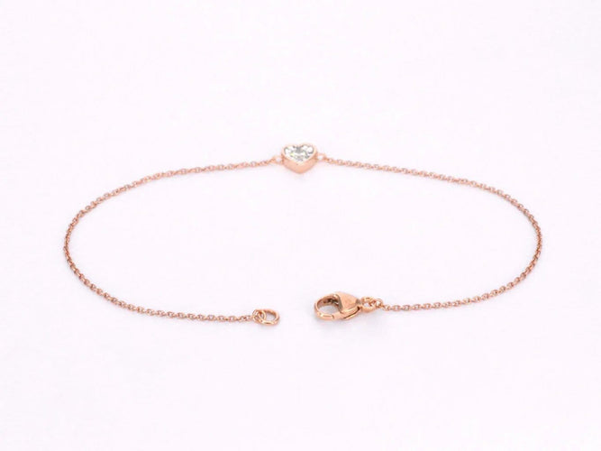 Bracelet Bracelet cœur en or rose 14 carats avec diamant 0,10 ct 58 Facettes 2234
