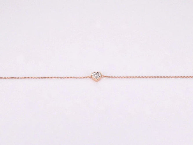 Bracelet Bracelet cœur en or rose 14 carats avec diamant 0,10 ct 58 Facettes 2234