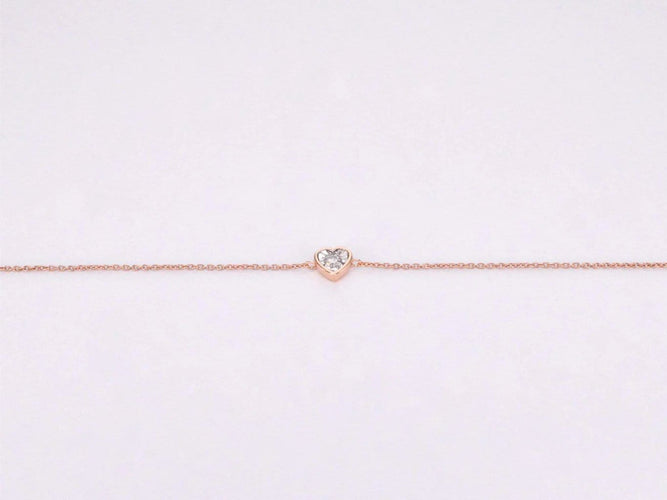 Bracelet Bracelet cœur en or rose 14 carats avec diamant 0,10 ct 58 Facettes 2234