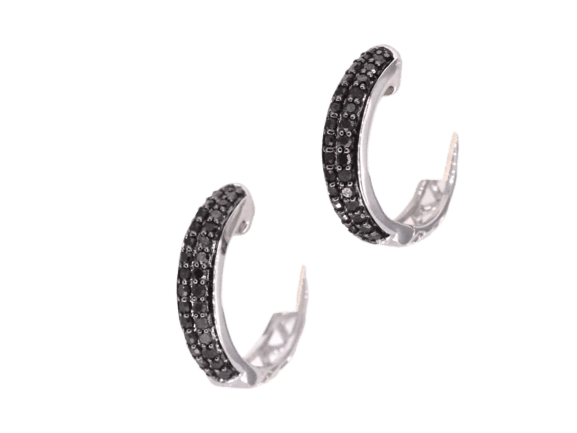 Boucles d'oreilles Boucles d’oreilles en or blanc 14 carats avec diamants noirs 58 Facettes 2227