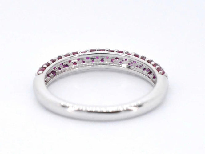 Bague 48 Bague en or blanc 14 carats avec rubis rond 1,00 ct 58 Facettes 2257