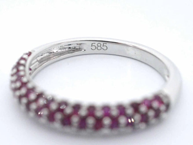 Bague 48 Bague en or blanc 14 carats avec rubis rond 1,00 ct 58 Facettes 2257
