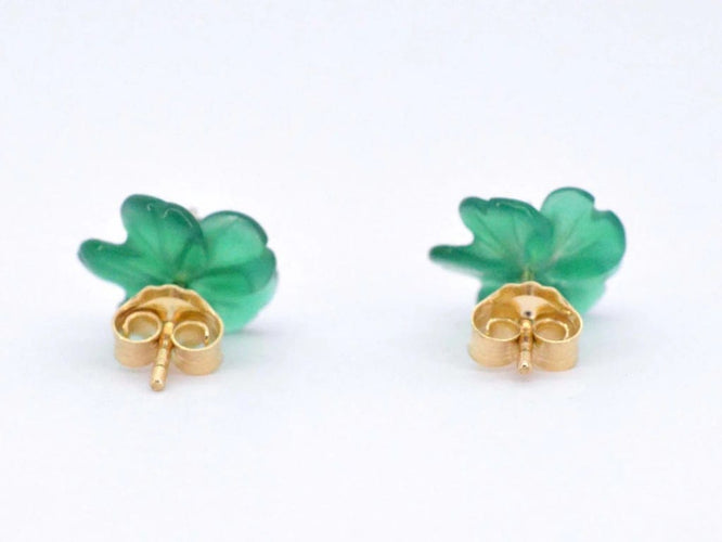 Boucles d'oreilles Boucles d’oreilles en or 14 carats avec diamants et fleur verte 58 Facettes 2259