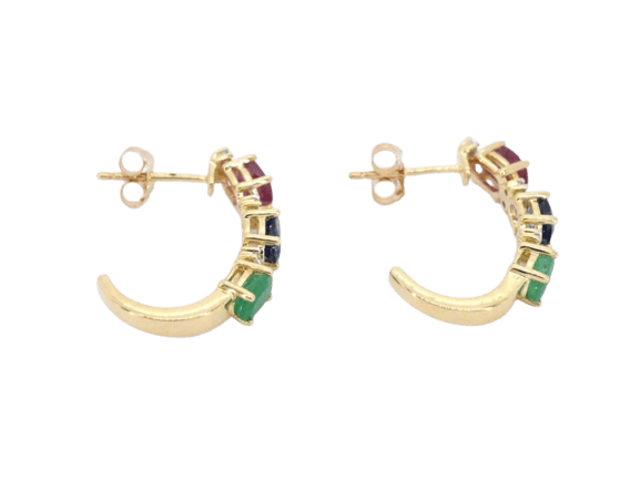Boucles d'oreilles Boucles d'oreilles en or 14 carats avec diamants et pierres précieuses 58 Facettes 2276