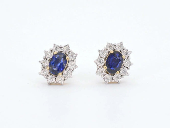 Boucles d'oreilles Boucles d’oreilles en or 14 carats avec diamants et saphirs 58 Facettes 2298