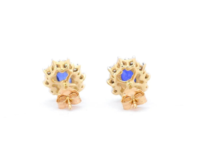 Boucles d'oreilles Boucles d’oreilles en or 14 carats avec diamants et saphirs 58 Facettes 2298