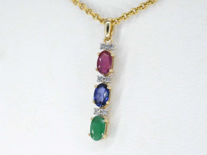Pendentif Pendentif en or jaune 14 carats avec diamants et pierres multicolores 58 Facettes 2277