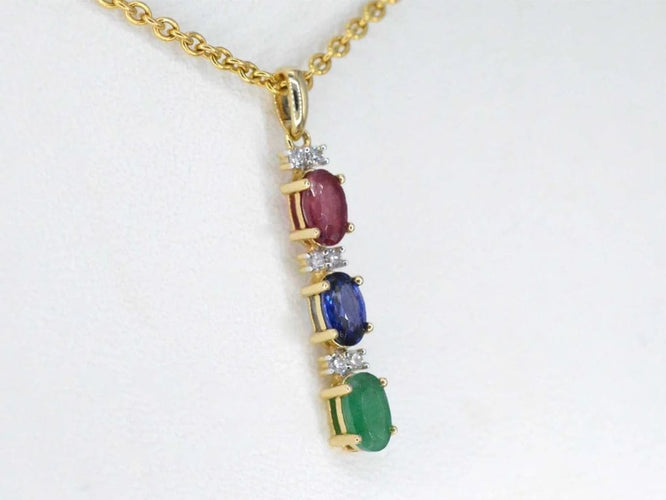 Pendentif Pendentif en or jaune 14 carats avec diamants et pierres multicolores 58 Facettes 2277