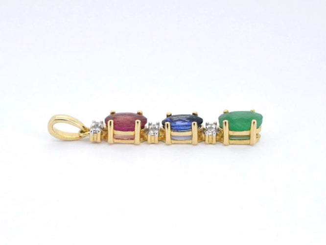 Pendentif Pendentif en or jaune 14 carats avec diamants et pierres multicolores 58 Facettes 2277