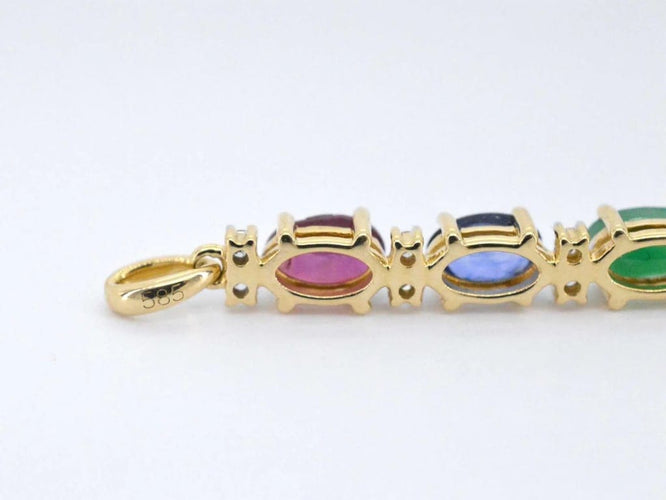 Pendentif Pendentif en or jaune 14 carats avec diamants et pierres multicolores 58 Facettes 2277