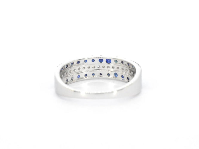 Bague 54 Bague en or blanc 14 carats sertie de diamants et saphir 58 Facettes 2318