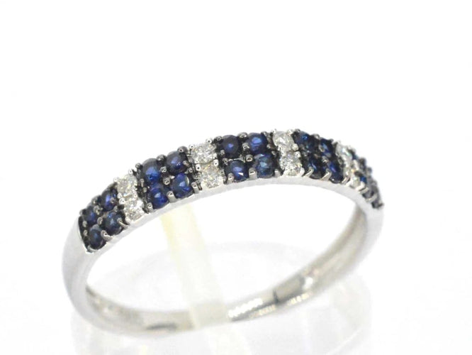 Bague 54 Bague en or blanc 14 carats avec diamants et saphir 58 Facettes 2319