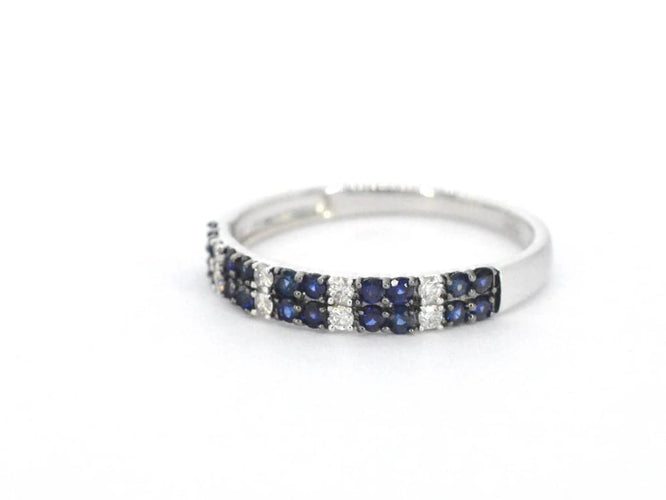Bague 54 Bague en or blanc 14 carats avec diamants et saphir 58 Facettes 2319