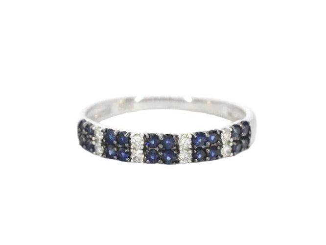 Bague 54 Bague en or blanc 14 carats avec diamants et saphir 58 Facettes 2319