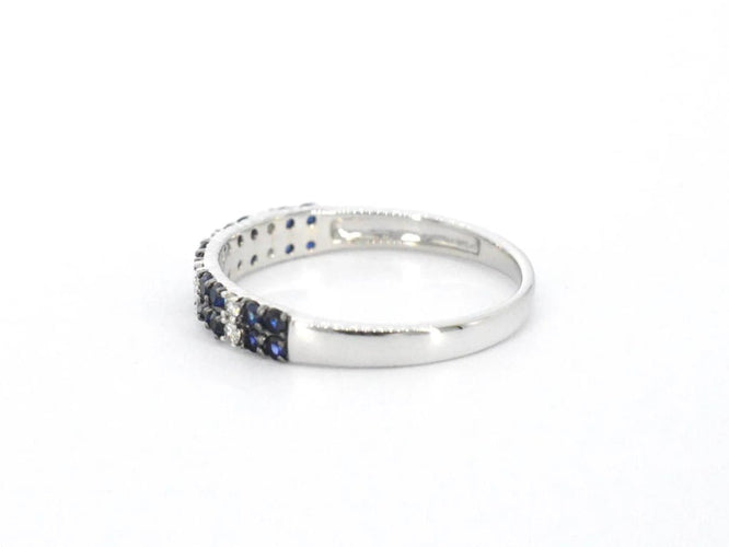 Bague 54 Bague en or blanc 14 carats avec diamants et saphir 58 Facettes 2319