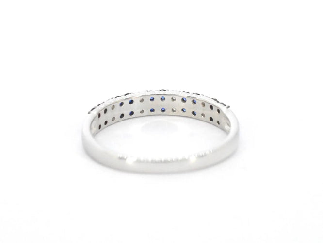 Bague 54 Bague en or blanc 14 carats avec diamants et saphir 58 Facettes 2319