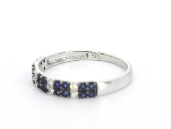 Bague 54 Bague en or blanc 14 carats avec diamants et saphir 58 Facettes 2319