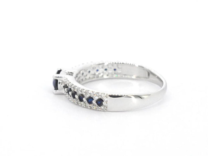 Bague 54 Bague en or blanc 14 carats avec diamants et saphirs 58 Facettes 2320