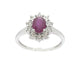 Bague 54 Bague entourage en or blanc 14 carats avec rubis et diamants 58 Facettes 2346