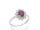 Bague 54 Bague entourage en or blanc 14 carats avec rubis et diamants 58 Facettes 2346