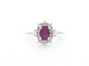 Bague 54 Bague entourage en or blanc 14 carats avec rubis et diamants 58 Facettes 2346