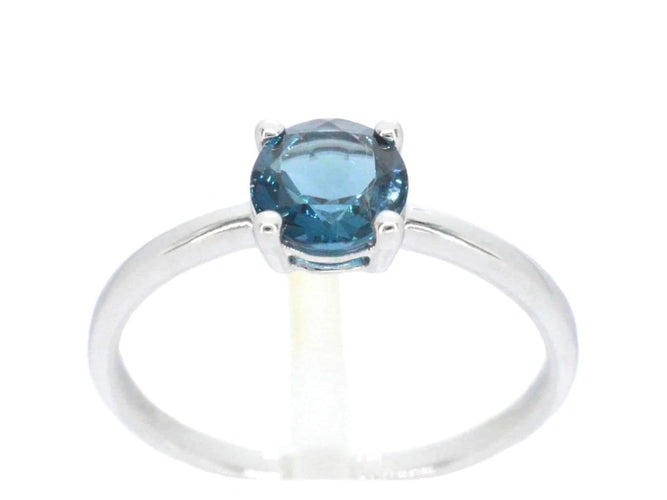 Bague 54 Bague en or blanc 14 carats avec topaze bleue 58 Facettes 2332