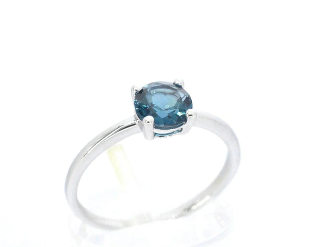 Bague 54 Bague en or blanc 14 carats avec topaze bleue 58 Facettes 2332
