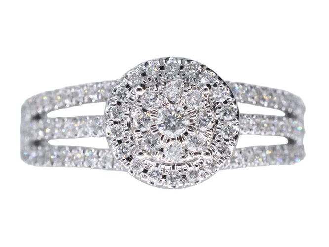 Bague 54 Bague entourage en or blanc 14 carats avec diamant 58 Facettes 2009