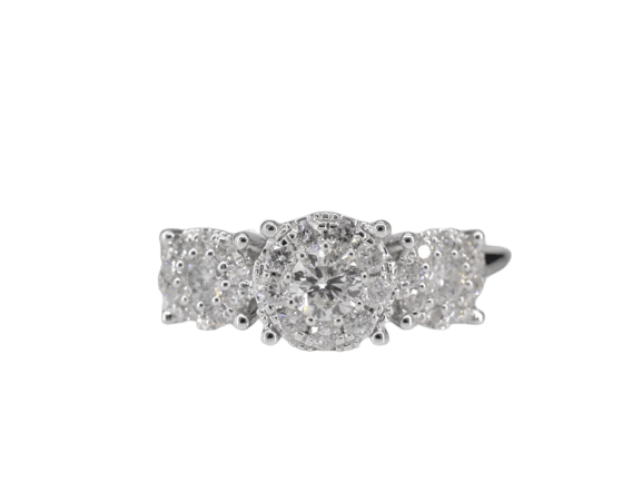 Bague 54 Bague trinité en or blanc 14 carats avec diamants 58 Facettes 2002