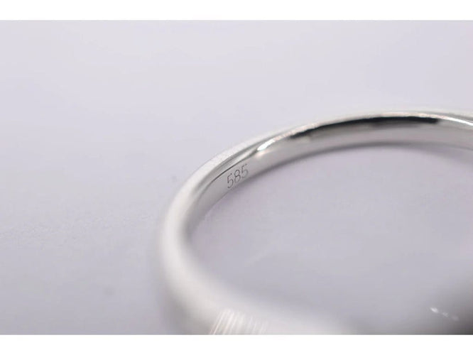 Bague 54 Bague d'entourage en or blanc 14 carats avec diamants 58 Facettes 2008