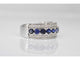 Bague 54 Bague pavée en or blanc 14 carats avec diamants et saphir 58 Facettes 2057