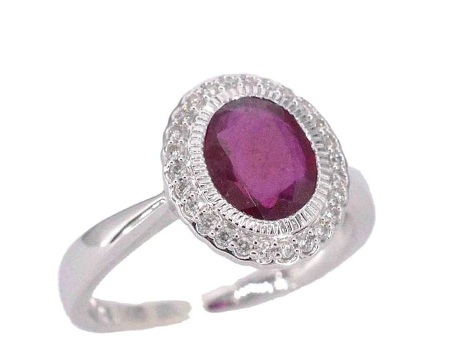 Bague 54 Bague entourage en or blanc 14 carats avec diamants et rubis 58 Facettes 2060