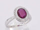 Bague 54 Bague entourage en or blanc 14 carats avec diamants et rubis 58 Facettes 2060