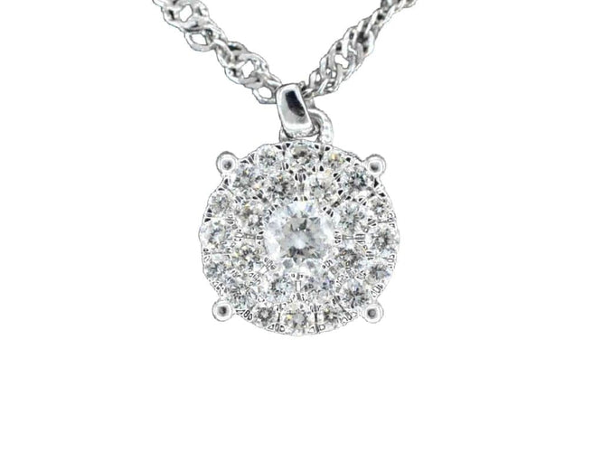 Pendentif Pendentif en or blanc 14 carats avec diamant taille brillant 58 Facettes 2080