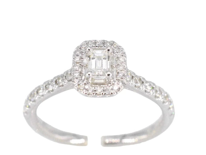 Bague 54 Bague entourage en or blanc 14 carats avec diamants 58 Facettes 2086