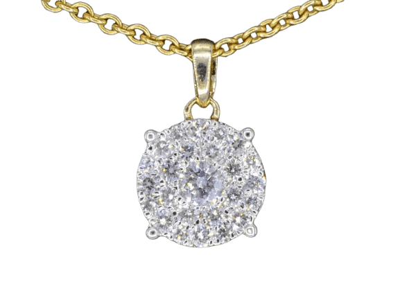Pendentif Pendentif en or jaune 14 carats avec diamant taille brillant 58 Facettes 2081