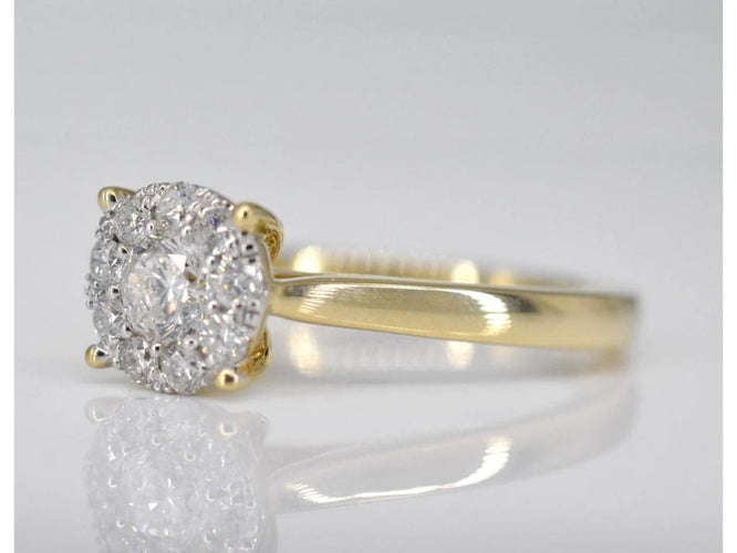 Bague 54 Bague en or jaune 14 carats avec diamant 0,46 ct 58 Facettes 2103