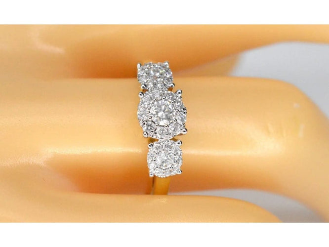 Bague 54 Bague trinité en or jaune 14 carats avec diamants 58 Facettes 2102