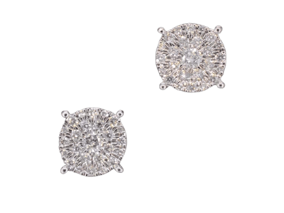 Boucles d'oreilles Boucles d’oreilles en or blanc 14 carats avec diamant taille brillant 58 Facettes 2108