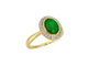 Bague 54 Bague entourage en or jaune 14 carats avec diamants et émeraude 58 Facettes 2144