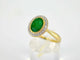 Bague 54 Bague entourage en or jaune 14 carats avec diamants et émeraude 58 Facettes 2144
