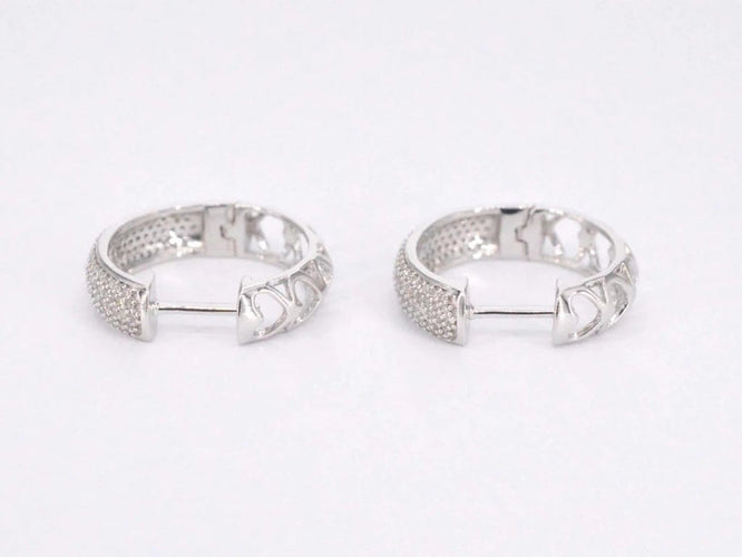 Boucles d'oreilles Boucles d'oreilles en or blanc 14 carats avec diamants naturels 58 Facettes 2113