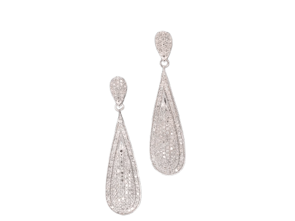 Boucles d'oreilles Boucles d’oreilles en or blanc 14 carats serties de diamants 58 Facettes 2159