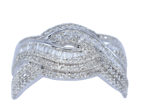 Bague 54 Bague en or blanc 14 carats sertie de diamants taille brillant 58 Facettes 2169
